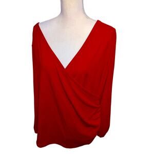 TALBOTS BLOUSE shirt WRAP LONG SLEEVE Work Cocktail Women 2Xl  RED NWT $69 plus